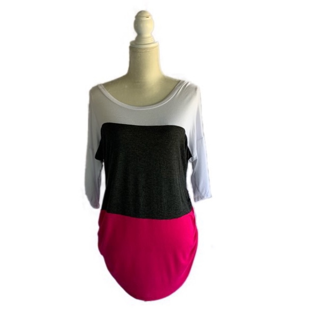 Planet Motherhood Top White Gray Pink XLarge